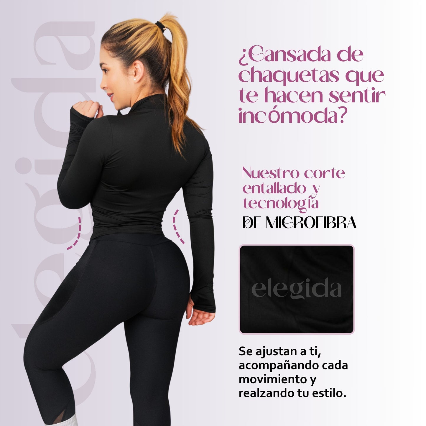 ShapeGlow Jacket- Moldea visualmente tu figura al instante. Diseño que ayuda con estilo y soporte a realzar la cintura.