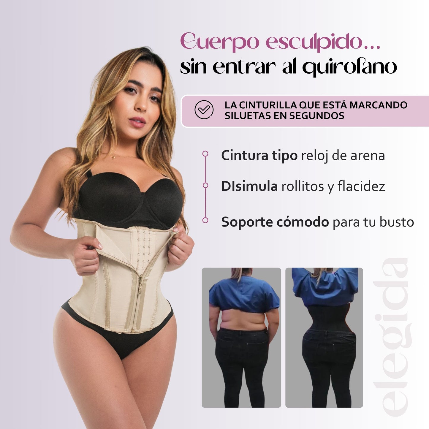 Cinturilla Moldeadora “Cintura Definida” Van a pensar que pasaste por bisturí… pero son las 9 varillas las que hacen el trabajo.