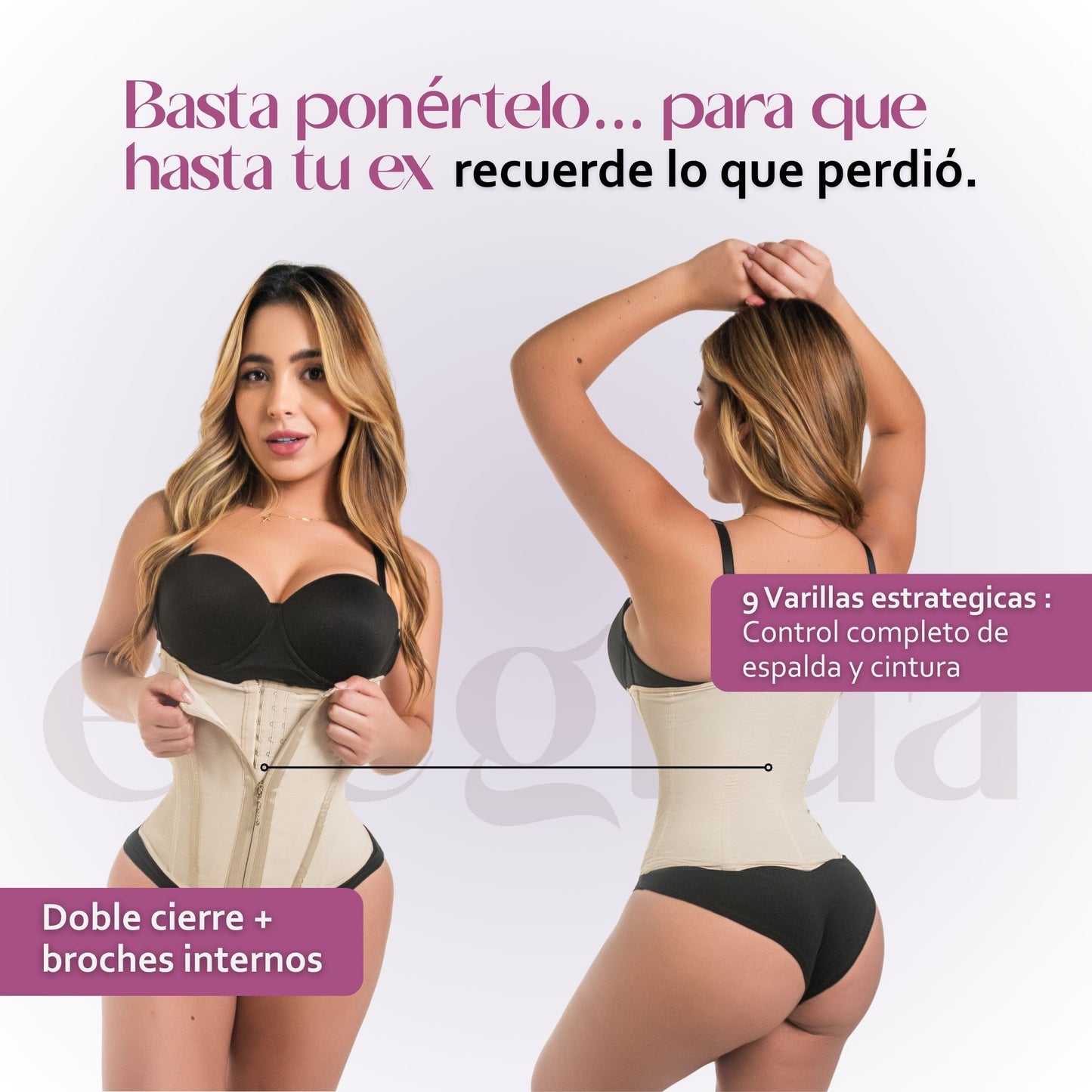 Cinturilla Moldeadora “Cintura Definida” Van a pensar que pasaste por bisturí… pero son las 9 varillas las que hacen el trabajo.