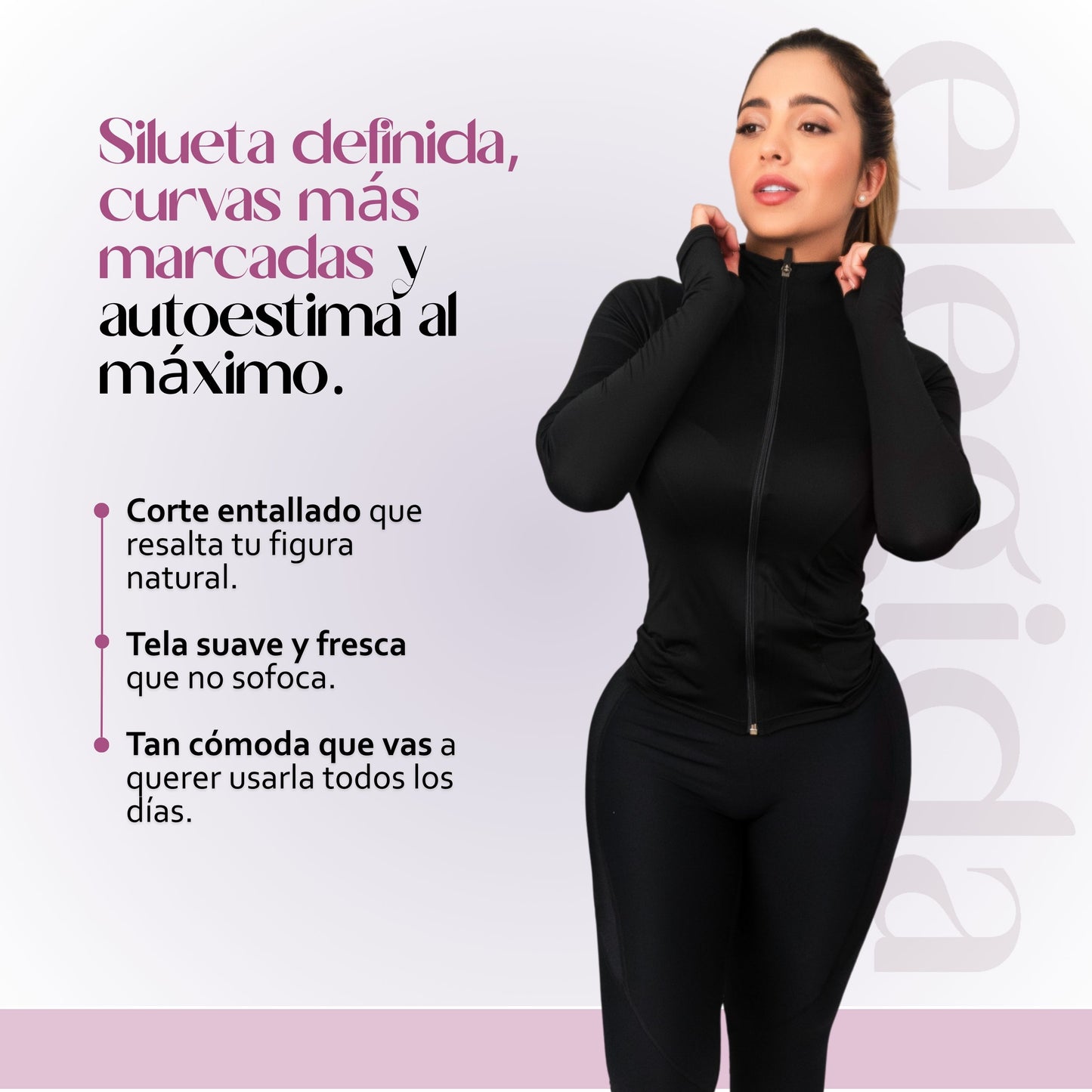 ShapeGlow Jacket- Moldea visualmente tu figura al instante. Diseño que ayuda con estilo y soporte a realzar la cintura.