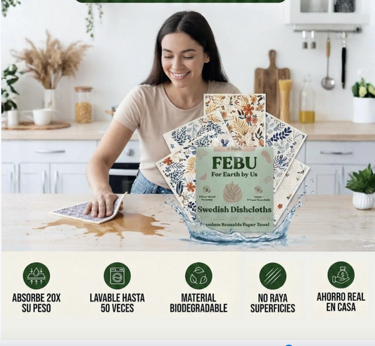 #6 FEBU Paños de cocina suecos | Paquete de 5