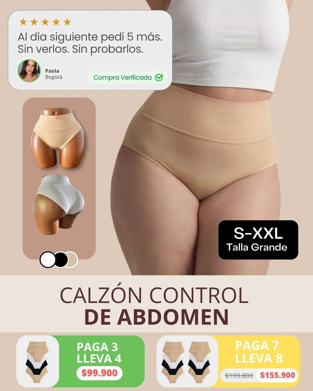 #30 Calzón Control de abdomen algodón